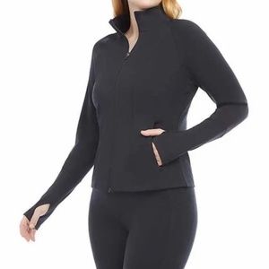 NWT Danskin Womens Jacket Black Yoga Full-Zip Moisture Wicking Pockets Thumbhole